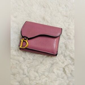 Dior Saddle Pink Wallet with Gold Accent